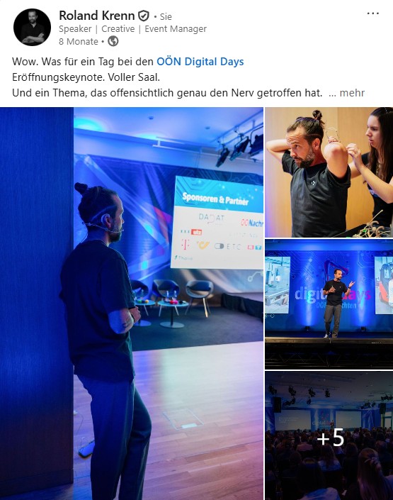 Bild zeigt Roland Krenn von Klique als Speaker bei den Digital Days der Oberösterreichischen Nachrichten OÖN